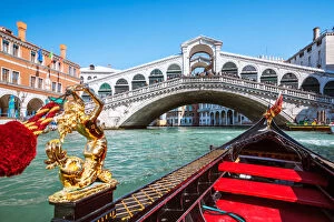 Rialto bridge seen from a gondola, Venice, Italy