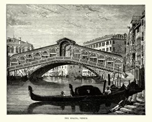 Images Dated 2nd November 2017: Rialto Bridge, Venice, 19th Century