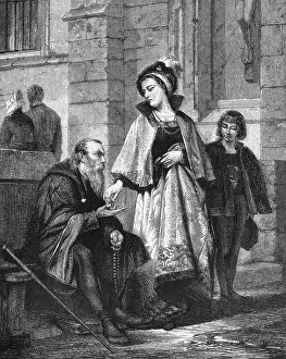 Opposites Prints: Rich Giving Alms to Poor