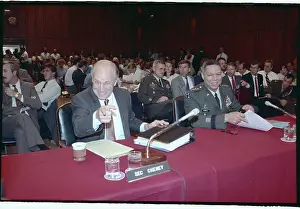 Richard Cheney and Colin Powell Attending Committee Meeting