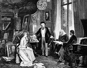 Richard and Cosima Wagner with Liszt and Hans von Wolzogen in their home Wahnfried