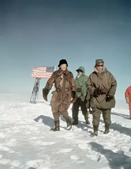 Byrd Prints: Richard E. Byrd and Accomplices Walking on Snow