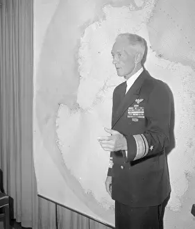 Richard E. Byrd in Front of Map