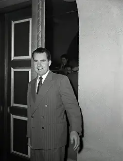 Richard M. Nixon Smiling in Doorway