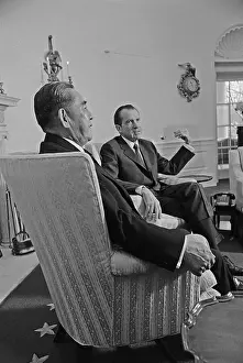 Sato Eisaku Prints: Richard Nixon Conversing Privately with Eisaku Sato