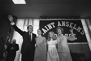 Manchester Prints: Richard Nixon and Family Responding to Supporters