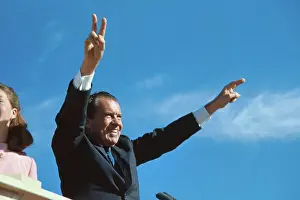 1968 Us Presidential Election Prints: Richard Nixon Giving Victory Sign