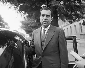 Richard Nixon Being Interviewed by Reporters