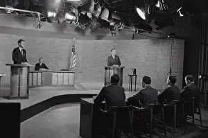 Richard Nixon and Kennedy at Podiums During Debate