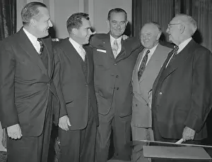 Richard Nixon and Lyndon Johnson with Senators