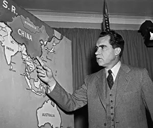 Richard Nixon Pointing to Map