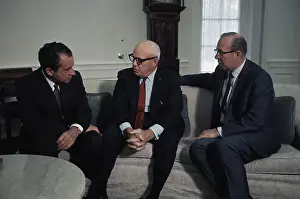 Shultz Prints: Richard Nixon Sitting with Union and Labor Leader