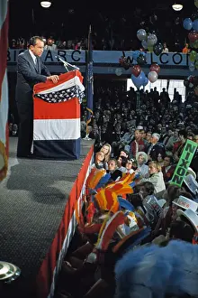 Richard Nixon Speaking at a Rally