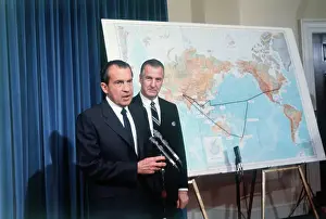 Agnew Prints: Richard Nixon and Spiro Agnew Near Map