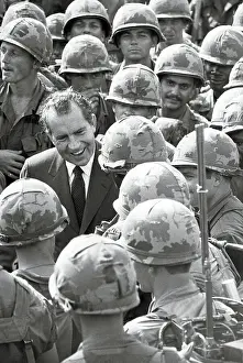 Richard Nixon with Troops in Vietnam