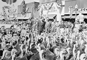 Richard Nixon with Val Bjornson During Turkey Celebration