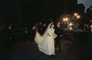 Richard Nixon Walking with Daughter Julie on Her Wedding day