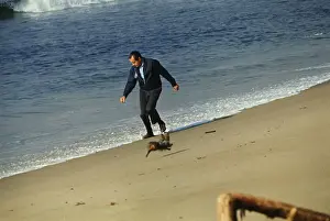Richard Nixon Walking with Dog