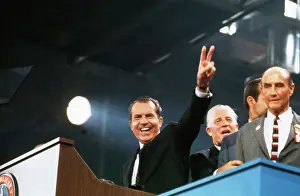 Richard Nixon Waving His Victory Sign