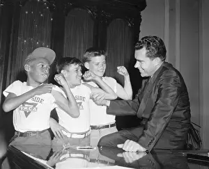 Richard Nixon with Young Baseball Players