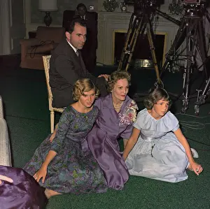 Richard and Pat Nixon with Daughters on Convention Set
