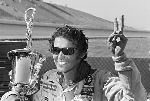 College Station Prints: Richard Petty Holding Lone Star 500 Race Trophy