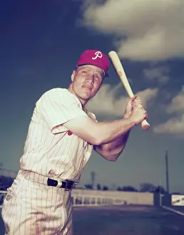 Richie Ashburn Posing with Bat