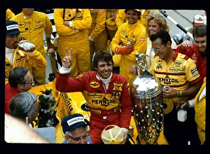 Milwaukee Prints: Rick Mears in Winners Circle Giving Victory Sign