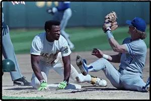 Sliding Prints: Rickey Henderson Stealing Base from Kelly Gruber