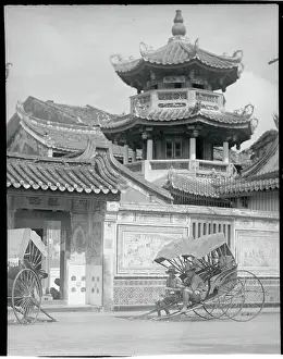 Singapore Prints: Rickshaw Drivers Outside Chinese Temple