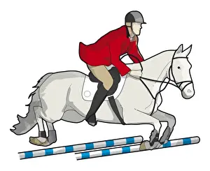 Jockey Prints: Rider and horse show-jumping