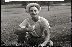 Springfield Prints: Riegel Seated and Holding His Golfclub
