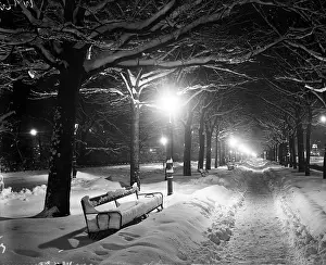 Cities Prints: Ringstrasse in Vienna at night with snow