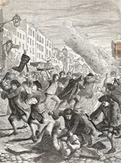 Town Scene Prints: Rioters Fighting