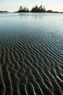 Dawn Gallery: Ripples Form In The Sand At Chestermans Beach And Frank Island Near Tofino; British Columbia Canada
