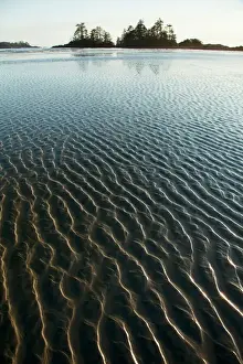 Pacific Prints: Ripples Form In The Sand At Chestermans Beach And Frank Island Near Tofino; British Columbia Canada