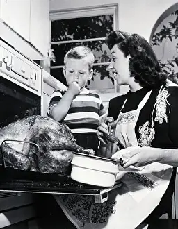 Worry Prints: Rise Stevens Cooking Thanksgiving Turkey