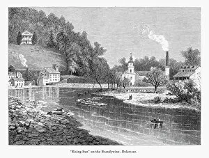 Images Dated 11th January 2018: Rising Sun, Brandywine River, Delaware, United States, American Victorian Engraving, 1872