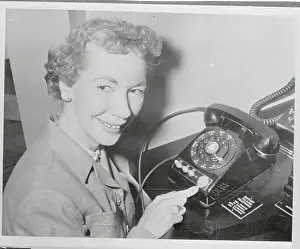 Rita Ackerson Demonstrating Use of a New Telephone
