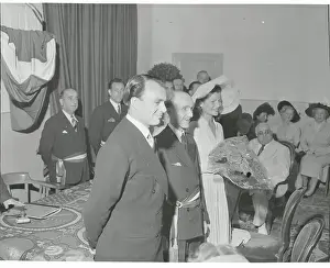 Vallauris Prints: Rita Hayworth and Aly Khan Posing with Mayor