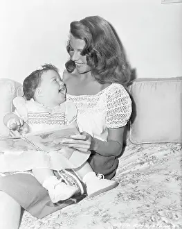 Baby Girl Prints: Rita Hayworth Reading to Daughter