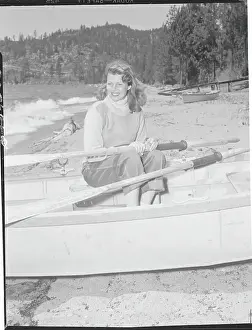 Nevada Prints: Rita Hayworth Relaxing in Rowboat