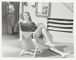 Rita Hayworth Resting on Film Set