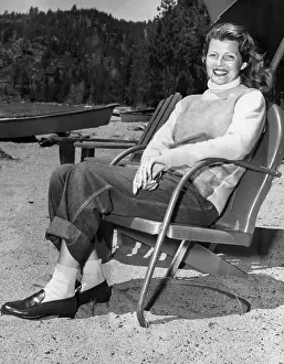 Jeans Prints: Rita Hayworth Sitting On Beach