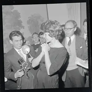 Rita Hayworth Speaking to Reporters