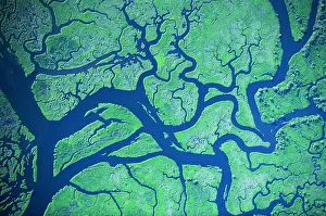 River delta patterns, Columbia River, Western Washington and Western Oregon, USA