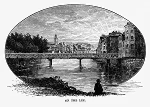 On the River Lee, Cork, County Cork, Ireland Victorian Engraving, 1840