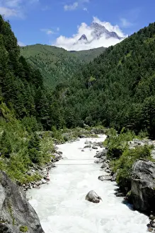 River and Mountain scenery, Nepal Everest Region