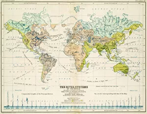 Images Dated 15th June 2015: Rivers - Map of the world 1861