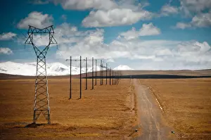 Power Line Prints: Empty road